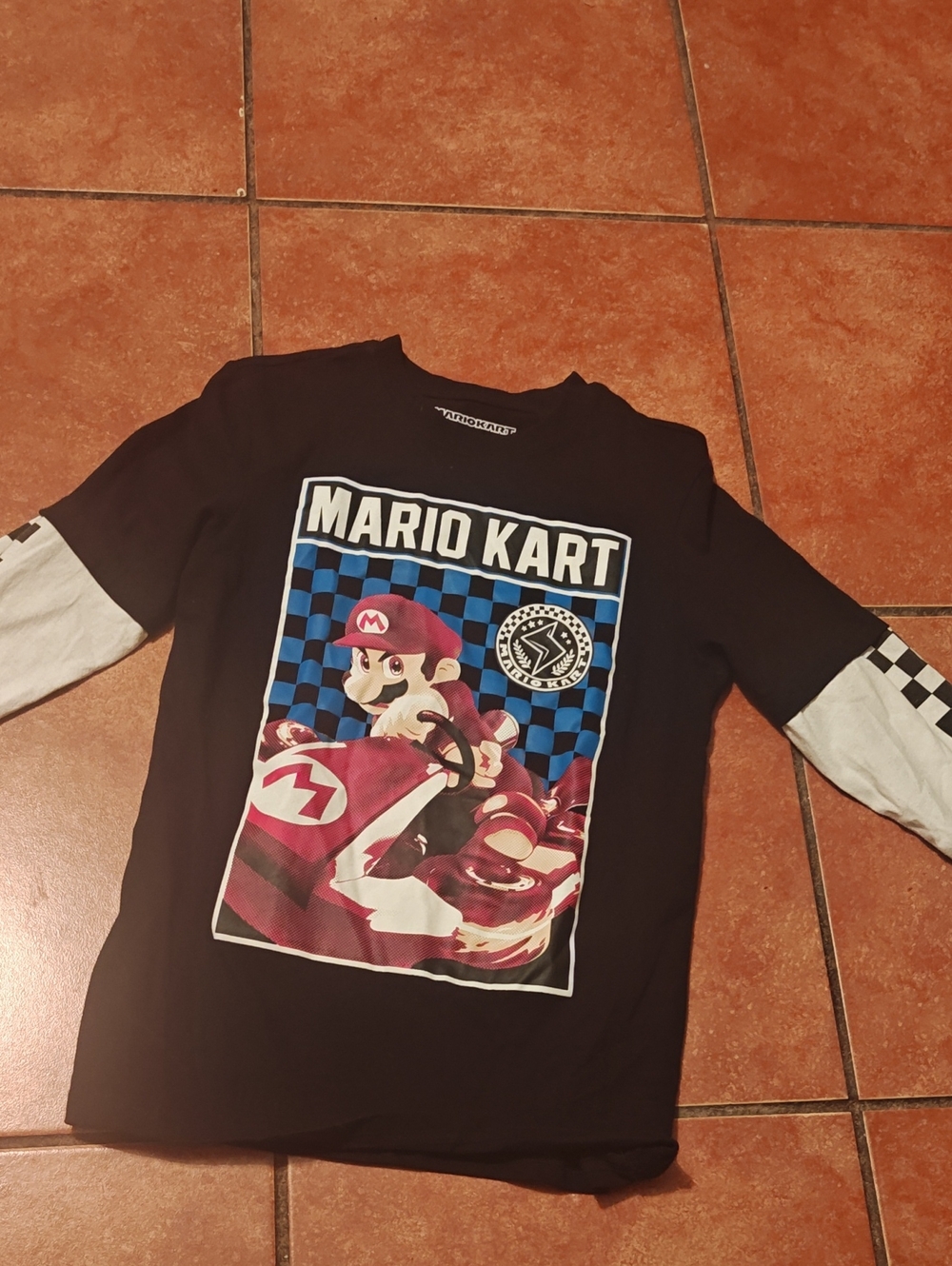 Nintendo Mario Kart Long Sleeve Tee - Black/White/Blue/Red
